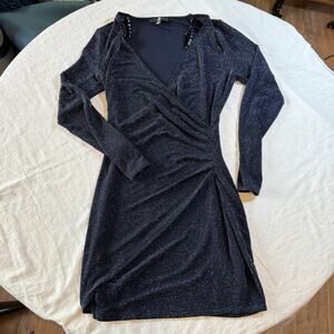 Missguided black sequin dress v neck twist front bachelorette party mini